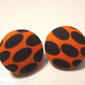 African Print Button Earrings